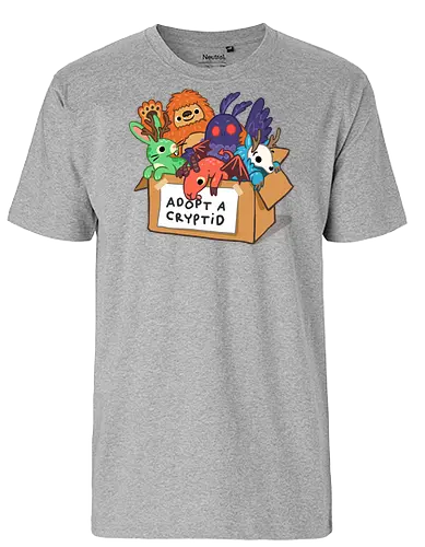 Adopt a Cryptid - adopt a pet, bigfoot, creature, cryptozoology, horror, humor, monster, mothman, myth, mythology, rescue, sasquatch, spooky, cryptid, adopt - Fairtrade T-Shirt
