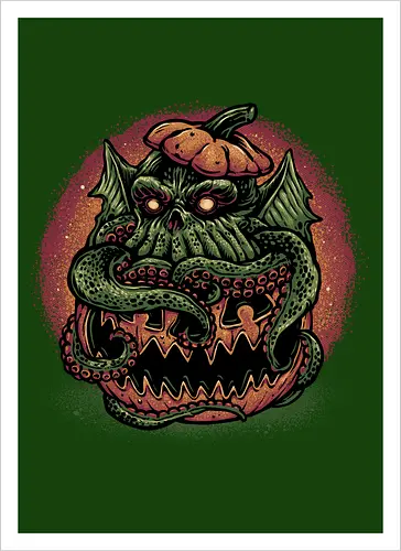 Tentacle or Treat - Horror, Halloween, Novel, book, creature, fictional, fiction, character, cosmic - Kunstdruck
