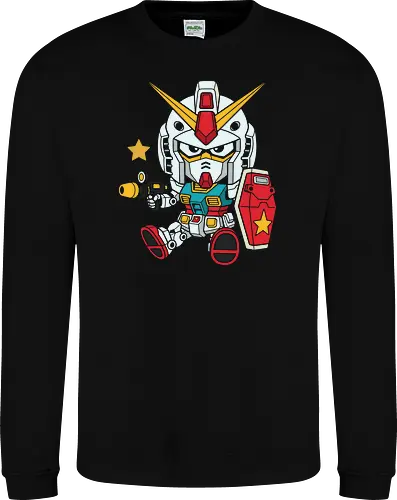 Chibi Mobile Suit: The RX-78 - Gundam shirt, chibi mecha graphic tee, RX 78 2 apparel, retro anime streetwear, kawaii robot clothing, nostalgic sci fi anime merch, Mobile Suit design, Japanese pop culture tee, Gunpla builder fashion, 80s anime aesthetic - Sweatshirt