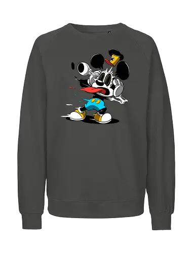 Freaky Klassische Maus Horror - Explodierende Dunkle Underground Cartoon Kunst - explodierendes Cartoon Skelett, klassische Maus Horror, explodierender Cartoon Freaky, schwarz weiß Maus Skelett, Auge springt Schädel Cartoon, fliegende Ohren Cartoon Horror, rote Zunge dunkler Cartoon, schmelzende Maus Kunst, klassischer Cartoon Horror Geek Druck, schwarz weiß bunt dunkler Cartoon, horror, freaky, skeleton, creepypasta, Halloween, Zombie explodierende Maus, alternative dunkle Cartoon Kunst, Underground Cartoon Maus, urbaner Geek Horror Druck, Pop Art Horror Maus - Fairtrade Sweatshirt