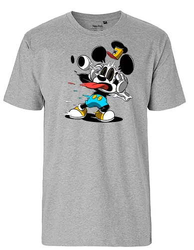 Freaky Klassische Maus Horror - Explodierende Dunkle Underground Cartoon Kunst - explodierendes Cartoon Skelett, klassische Maus Horror, explodierender Cartoon Freaky, schwarz weiß Maus Skelett, Auge springt Schädel Cartoon, fliegende Ohren Cartoon Horror, rote Zunge dunkler Cartoon, schmelzende Maus Kunst, klassischer Cartoon Horror Geek Druck, schwarz weiß bunt dunkler Cartoon, horror, freaky, skeleton, creepypasta, Halloween, Zombie explodierende Maus, alternative dunkle Cartoon Kunst, Underground Cartoon Maus, urbaner Geek Horror Druck, Pop Art Horror Maus - Fairtrade T-Shirt