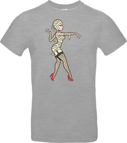 Mummy Pin-Up Girl Graphic Tee - mummy pin up girl, sexy halloween shirt, spooky pinup art, vintage horror graphic, rockabilly halloween tee, retro mummy design, burlesque monster girl, gothic pinup print, funny halloween costume, classic horror pin up - Standard T-Shirt