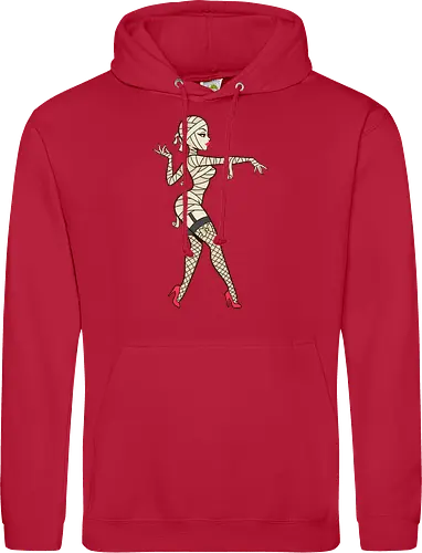 Mummy Pin-Up Girl Graphic Tee - mummy pin up girl, sexy halloween shirt, spooky pinup art, vintage horror graphic, rockabilly halloween tee, retro mummy design, burlesque monster girl, gothic pinup print, funny halloween costume, classic horror pin up - Standard Hoodie