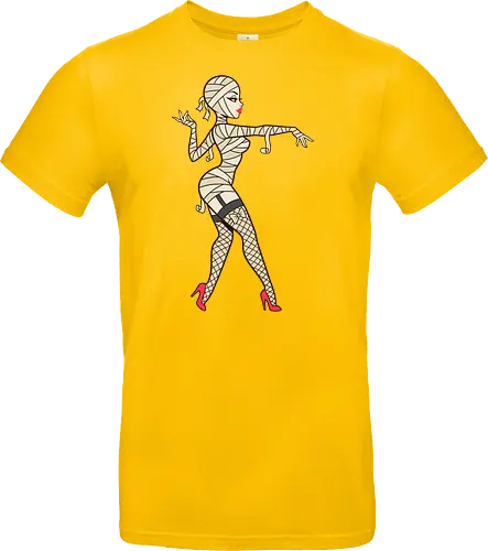 Mummy Pin-Up Girl Graphic Tee - mummy pin up girl, sexy halloween shirt, spooky pinup art, vintage horror graphic, rockabilly halloween tee, retro mummy design, burlesque monster girl, gothic pinup print, funny halloween costume, classic horror pin up - Standard T-Shirt
