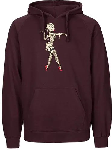Mummy Pin-Up Girl Graphic Tee - mummy pin up girl, sexy halloween shirt, spooky pinup art, vintage horror graphic, rockabilly halloween tee, retro mummy design, burlesque monster girl, gothic pinup print, funny halloween costume, classic horror pin up - Fairtrade Hoodie