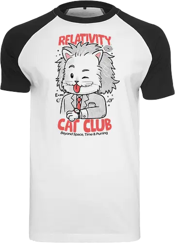 Relativity Cat Club - cat, kitty, animal, einstein, science, relativity, time - Raglan T-Shirt