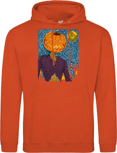 Starry Night in Halloween town - van gogh, starry night, scarecrow, pumpkin, night before christmas, terror movies, animation, halloween - Standard Hoodie