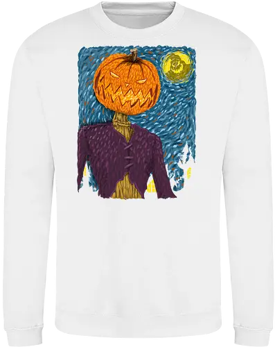 Starry Night in Halloween town - van gogh, starry night, scarecrow, pumpkin, night before christmas, terror movies, animation, halloween - Sweatshirt