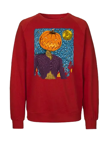 Starry Night in Halloween town - van gogh, starry night, scarecrow, pumpkin, night before christmas, terror movies, animation, halloween - Fairtrade Sweatshirt