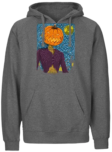 Starry Night in Halloween town - van gogh, starry night, scarecrow, pumpkin, night before christmas, terror movies, animation, halloween - Fairtrade Hoodie