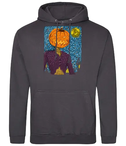 Starry Night in Halloween town - van gogh, starry night, scarecrow, pumpkin, night before christmas, terror movies, animation, halloween - Standard Hoodie