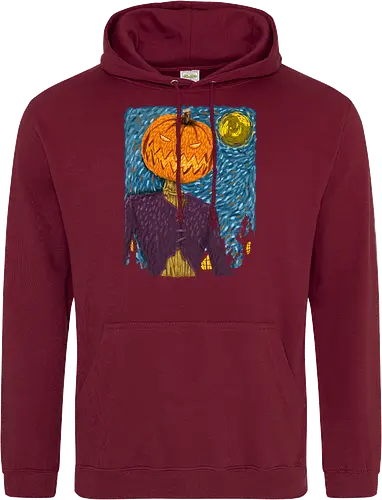 Starry Night in Halloween town - van gogh, starry night, scarecrow, pumpkin, night before christmas, terror movies, animation, halloween - Standard Hoodie