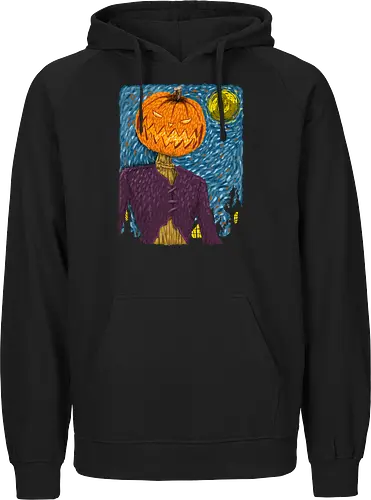 Starry Night in Halloween town - van gogh, starry night, scarecrow, pumpkin, night before christmas, terror movies, animation, halloween - Fairtrade Hoodie