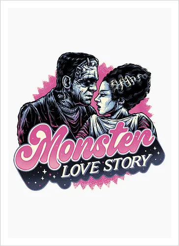Monster Love Story - Horror, horror movies, classic horror, love, monsters, creature, Halloween - Kunstdruck