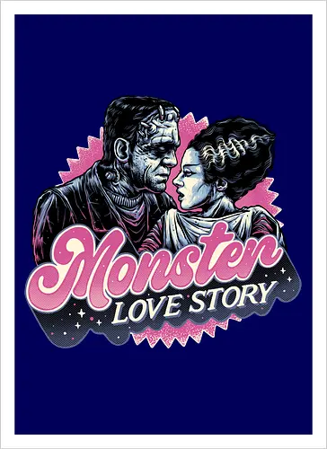 Monster Love Story - Horror, horror movies, classic horror, love, monsters, creature, Halloween - Kunstdruck