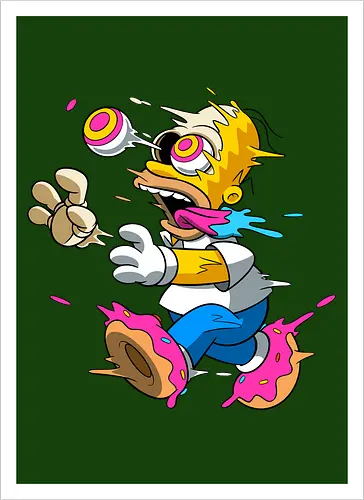 Papá Amarillo Freaky Donut Horror - Arte Cartoon Underground Springfield - Neon blaue Zunge Cartoon, alternative Donut Horror Kunst, dunkler Donut Springfield Cartoon, Geek Horror Donut Druck, Pop Art Donut Horror, gelber Vater Horror Donut, Cartoon Freaky Donuts, schmelzendes gelbes Skelett, rosa hypnotisches Auge Cartoon, Homer Simpson horror, Homer donut freaky, The Simpsons Treehouse of Horror, Homer zumbi skeleton, Donut Füße schmelzend, Underground Cartoon Horror Kunst, Neon Donut Cartoon Horror, gelber Vater Zombie, gelber Vater Horror Charakter, Skelett Donut Cartoon - Kunstdruck