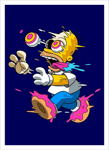 Papá Amarillo Freaky Donut Horror - Arte Cartoon Underground Springfield - Neon blaue Zunge Cartoon, alternative Donut Horror Kunst, dunkler Donut Springfield Cartoon, Geek Horror Donut Druck, Pop Art Donut Horror, gelber Vater Horror Donut, Cartoon Freaky Donuts, schmelzendes gelbes Skelett, rosa hypnotisches Auge Cartoon, Homer Simpson horror, Homer donut freaky, The Simpsons Treehouse of Horror, Homer zumbi skeleton, Donut Füße schmelzend, Underground Cartoon Horror Kunst, Neon Donut Cartoon Horror, gelber Vater Zombie, gelber Vater Horror Charakter, Skelett Donut Cartoon - Kunstdruck