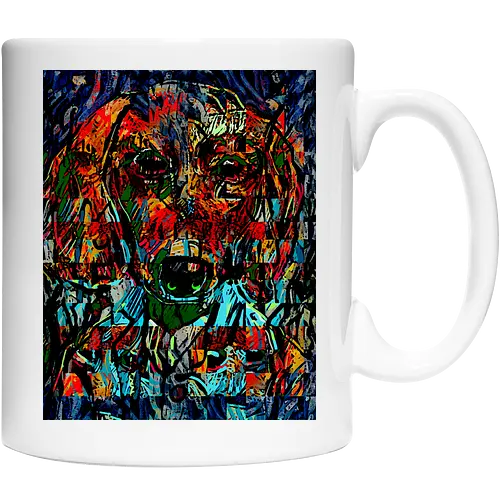 Digital Cyber Dog - Glitch Art, Abstrakt, Digital Art, Hund, Dackel, Hundeporträt, Dog Art, Vierbeiner, Haustier, Kontrastreich, Neongrün, Cyan, Grafikdesign, Pixeleffekt, Geek Art, Nerdwear, Statementshirt, Unkonventionell, Eyecatcher, Mosaik, Cyberpunk, Expressionismus, Psychedelisch, Moderne Kunst - Keramiktasse