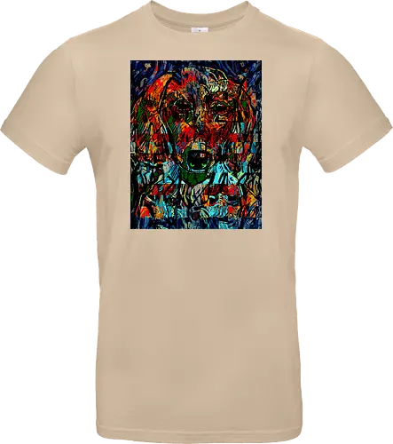 Digital Cyber Dog - Glitch Art, Abstrakt, Digital Art, Hund, Dackel, Hundeporträt, Dog Art, Vierbeiner, Haustier, Kontrastreich, Neongrün, Cyan, Grafikdesign, Pixeleffekt, Geek Art, Nerdwear, Statementshirt, Unkonventionell, Eyecatcher, Mosaik, Cyberpunk, Expressionismus, Psychedelisch, Moderne Kunst - Standard T-Shirt