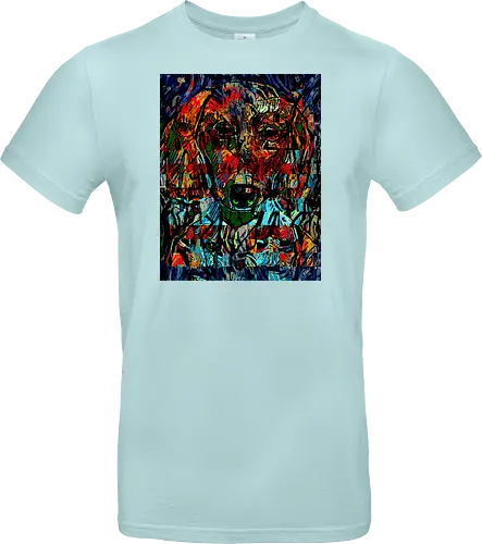 Digital Cyber Dog - Glitch Art, Abstrakt, Digital Art, Hund, Dackel, Hundeporträt, Dog Art, Vierbeiner, Haustier, Kontrastreich, Neongrün, Cyan, Grafikdesign, Pixeleffekt, Geek Art, Nerdwear, Statementshirt, Unkonventionell, Eyecatcher, Mosaik, Cyberpunk, Expressionismus, Psychedelisch, Moderne Kunst - Standard T-Shirt