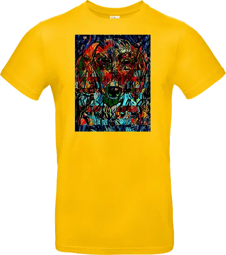 Digital Cyber Dog - Glitch Art, Abstrakt, Digital Art, Hund, Dackel, Hundeporträt, Dog Art, Vierbeiner, Haustier, Kontrastreich, Neongrün, Cyan, Grafikdesign, Pixeleffekt, Geek Art, Nerdwear, Statementshirt, Unkonventionell, Eyecatcher, Mosaik, Cyberpunk, Expressionismus, Psychedelisch, Moderne Kunst - Standard T-Shirt