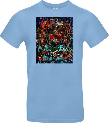 Digital Cyber Dog - Glitch Art, Abstrakt, Digital Art, Hund, Dackel, Hundeporträt, Dog Art, Vierbeiner, Haustier, Kontrastreich, Neongrün, Cyan, Grafikdesign, Pixeleffekt, Geek Art, Nerdwear, Statementshirt, Unkonventionell, Eyecatcher, Mosaik, Cyberpunk, Expressionismus, Psychedelisch, Moderne Kunst - Standard T-Shirt