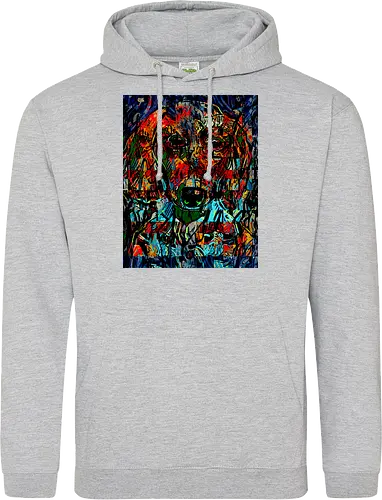 Digital Cyber Dog - Glitch Art, Abstrakt, Digital Art, Hund, Dackel, Hundeporträt, Dog Art, Vierbeiner, Haustier, Kontrastreich, Neongrün, Cyan, Grafikdesign, Pixeleffekt, Geek Art, Nerdwear, Statementshirt, Unkonventionell, Eyecatcher, Mosaik, Cyberpunk, Expressionismus, Psychedelisch, Moderne Kunst - Standard Hoodie
