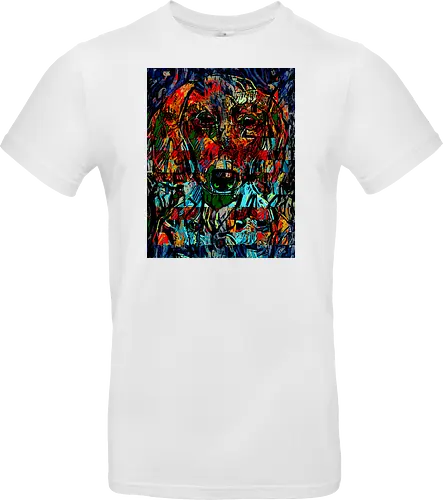 Digital Cyber Dog - Glitch Art, Abstrakt, Digital Art, Hund, Dackel, Hundeporträt, Dog Art, Vierbeiner, Haustier, Kontrastreich, Neongrün, Cyan, Grafikdesign, Pixeleffekt, Geek Art, Nerdwear, Statementshirt, Unkonventionell, Eyecatcher, Mosaik, Cyberpunk, Expressionismus, Psychedelisch, Moderne Kunst - Standard T-Shirt