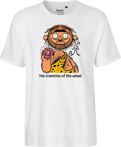 The invention of the wheel - Donut, Sweet, Caveman, Wheel - Fairtrade T-Shirt
