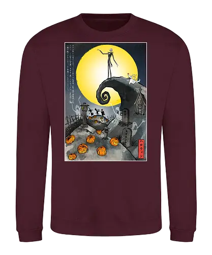 The Pumpkin in Japan - halloween, jack skeleton, zero, Nightmare, japan, japanese art, pumpkins, ghost - Sweatshirt