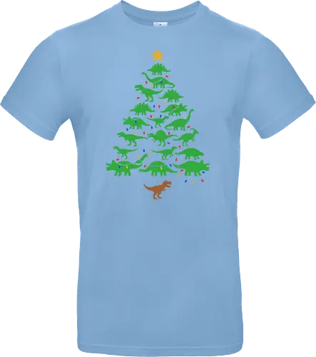 Jurassic Holiday: The Dinosaur Tree - dinosaur christmas tree shirt, funny holiday graphic tee, jurassic xmas apparel, cute dinosaur silhouette clothing, minimalist holiday streetwear, festive t-rex design, clever christmas merch, unique ugly sweater alternative, aesthetic holiday fashion, string lights dino tee - Standard T-Shirt