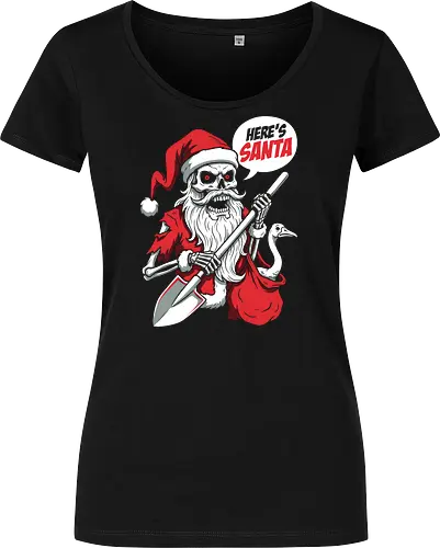 Slay Bells: The Undead Santa - zombie santa shirt, evil santa graphic tee, horror christmas apparel, undead claus clothing, dark humor holiday shirt, creepy christmas streetwear, alternative ugly sweater, skeleton santa merch, spooky festive fashion, anti christmas tee - Damen T-Shirt