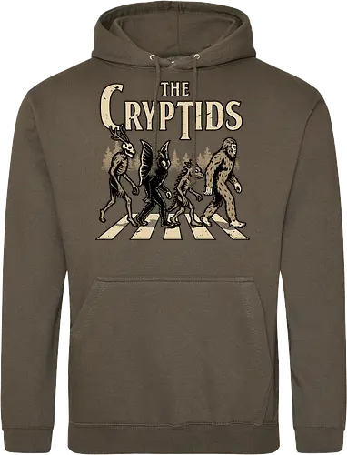 Cryptids Album Cover - Spooky Season, cryptids, cryptidm bigfoot, Cryptozoology, Sasquatch, chupacabra, mothman, wendigo, conspiracy, creatures, creature, mythical, Magical Creatures, Mythological Creatures, Strange Creatures, Mythological Creature, Mythical Creature, myth, mythical, legendary, monsters, monster, dark, Rock & Roll, forest, horror, scary, Music, Music Group, Musical, Classic, Rock, Rock And Roll, Rock N Roll, Album Cover, Album, Halloween, Eerie, Fright, Creepy, Halloween Design, Halloween Art, Halloween Aesthetic, Halloween Vibes, fun, Funny, Spooky - Standard Hoodie