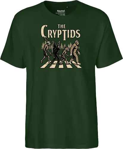 Cryptids Album Cover - Spooky Season, cryptids, cryptidm bigfoot, Cryptozoology, Sasquatch, chupacabra, mothman, wendigo, conspiracy, creatures, creature, mythical, Magical Creatures, Mythological Creatures, Strange Creatures, Mythological Creature, Mythical Creature, myth, mythical, legendary, monsters, monster, dark, Rock & Roll, forest, horror, scary, Music, Music Group, Musical, Classic, Rock, Rock And Roll, Rock N Roll, Album Cover, Album, Halloween, Eerie, Fright, Creepy, Halloween Design, Halloween Art, Halloween Aesthetic, Halloween Vibes, fun, Funny, Spooky - Fairtrade T-Shirt