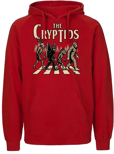 Cryptids Album Cover - Spooky Season, cryptids, cryptidm bigfoot, Cryptozoology, Sasquatch, chupacabra, mothman, wendigo, conspiracy, creatures, creature, mythical, Magical Creatures, Mythological Creatures, Strange Creatures, Mythological Creature, Mythical Creature, myth, mythical, legendary, monsters, monster, dark, Rock & Roll, forest, horror, scary, Music, Music Group, Musical, Classic, Rock, Rock And Roll, Rock N Roll, Album Cover, Album, Halloween, Eerie, Fright, Creepy, Halloween Design, Halloween Art, Halloween Aesthetic, Halloween Vibes, fun, Funny, Spooky - Fairtrade Hoodie