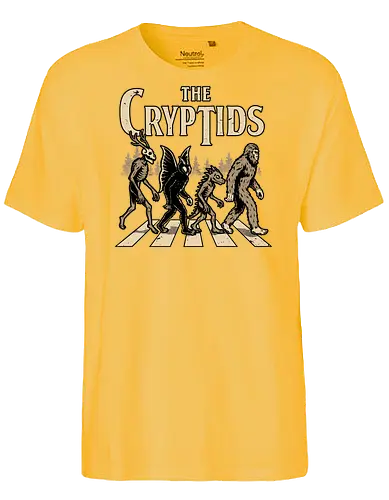 Cryptids Album Cover - Spooky Season, cryptids, cryptidm bigfoot, Cryptozoology, Sasquatch, chupacabra, mothman, wendigo, conspiracy, creatures, creature, mythical, Magical Creatures, Mythological Creatures, Strange Creatures, Mythological Creature, Mythical Creature, myth, mythical, legendary, monsters, monster, dark, Rock & Roll, forest, horror, scary, Music, Music Group, Musical, Classic, Rock, Rock And Roll, Rock N Roll, Album Cover, Album, Halloween, Eerie, Fright, Creepy, Halloween Design, Halloween Art, Halloween Aesthetic, Halloween Vibes, fun, Funny, Spooky - Fairtrade T-Shirt