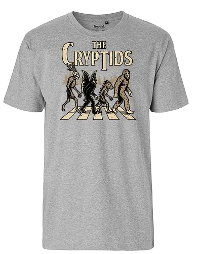 Cryptids Album Cover - Spooky Season, cryptids, cryptidm bigfoot, Cryptozoology, Sasquatch, chupacabra, mothman, wendigo, conspiracy, creatures, creature, mythical, Magical Creatures, Mythological Creatures, Strange Creatures, Mythological Creature, Mythical Creature, myth, mythical, legendary, monsters, monster, dark, Rock & Roll, forest, horror, scary, Music, Music Group, Musical, Classic, Rock, Rock And Roll, Rock N Roll, Album Cover, Album, Halloween, Eerie, Fright, Creepy, Halloween Design, Halloween Art, Halloween Aesthetic, Halloween Vibes, fun, Funny, Spooky - Fairtrade T-Shirt