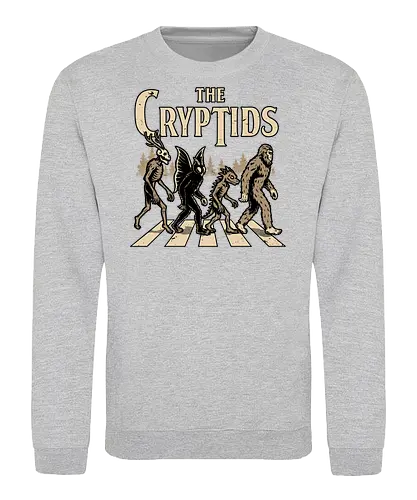 Cryptids Album Cover - Spooky Season, cryptids, cryptidm bigfoot, Cryptozoology, Sasquatch, chupacabra, mothman, wendigo, conspiracy, creatures, creature, mythical, Magical Creatures, Mythological Creatures, Strange Creatures, Mythological Creature, Mythical Creature, myth, mythical, legendary, monsters, monster, dark, Rock & Roll, forest, horror, scary, Music, Music Group, Musical, Classic, Rock, Rock And Roll, Rock N Roll, Album Cover, Album, Halloween, Eerie, Fright, Creepy, Halloween Design, Halloween Art, Halloween Aesthetic, Halloween Vibes, fun, Funny, Spooky - Sweatshirt