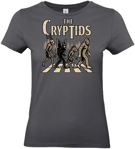 Cryptids Album Cover - Spooky Season, cryptids, cryptidm bigfoot, Cryptozoology, Sasquatch, chupacabra, mothman, wendigo, conspiracy, creatures, creature, mythical, Magical Creatures, Mythological Creatures, Strange Creatures, Mythological Creature, Mythical Creature, myth, mythical, legendary, monsters, monster, dark, Rock & Roll, forest, horror, scary, Music, Music Group, Musical, Classic, Rock, Rock And Roll, Rock N Roll, Album Cover, Album, Halloween, Eerie, Fright, Creepy, Halloween Design, Halloween Art, Halloween Aesthetic, Halloween Vibes, fun, Funny, Spooky - Standard T-Shirt (Frauen)