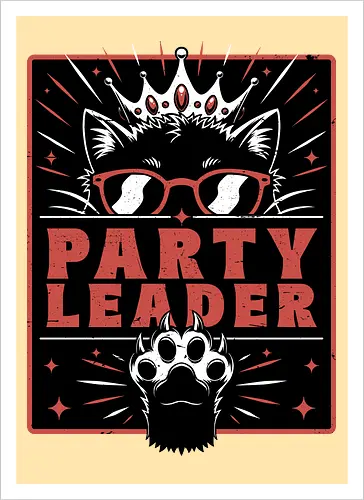 Dungeon Crawler Cat Leader - Post Apocalyptic, Apocalyptic Cats, Postapocalypse, Post-apocalypse, Poster, Books, Book, Crawler, Dungeon Crawler, Party, Crew, Gang, Team, Leadership, Leader, Crown, Nerd, Geek, Fantasy, Adventure, Rpg, Litrpg, Book, Books, Bookworm, Science Fantasy, Science Fiction, Scifi, Cat, Pet, Donut, Funny, Post-apocalyptic, Apocalypse - Kunstdruck