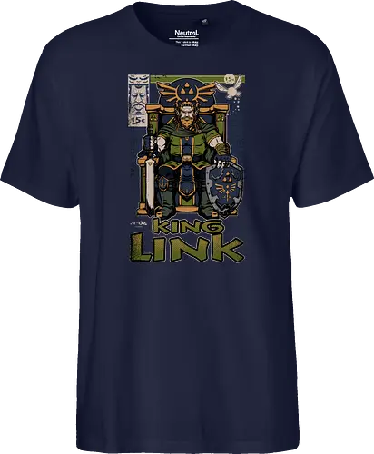 Elf Game King - Retro Vintage, Console, Retro Console, Platform, Fairy, Elf, King, Master Sword, Shield, Comic, Comic Book, Comics, Comic Books, Comic Book Cover, Throne, Video Game, Video Games, Game, Games, Classic Video Games, Classic Video Game, Classic Game, Classic Games, Nostalgia, Nostalgic, Adventure, Fantasy, Vintage, Retro - Fairtrade T-Shirt