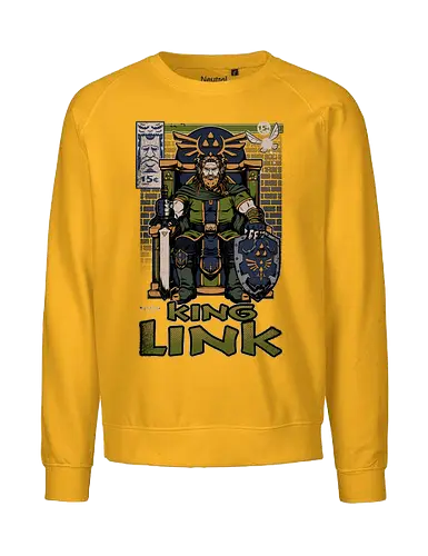 Elf Game King - Retro Vintage, Console, Retro Console, Platform, Fairy, Elf, King, Master Sword, Shield, Comic, Comic Book, Comics, Comic Books, Comic Book Cover, Throne, Video Game, Video Games, Game, Games, Classic Video Games, Classic Video Game, Classic Game, Classic Games, Nostalgia, Nostalgic, Adventure, Fantasy, Vintage, Retro - Fairtrade Sweatshirt