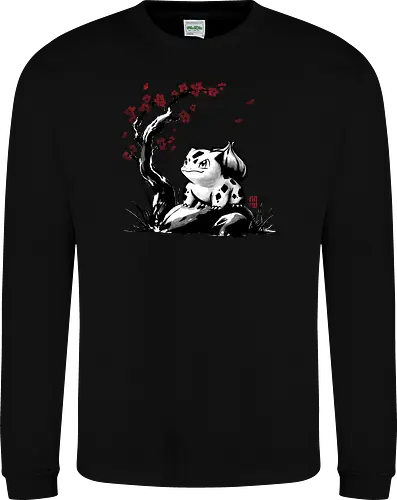 Grass-type sumi e - video games, gamer, gaming, sumi e, sakura, Starter, retro, cute, Pocket - Sweatshirt