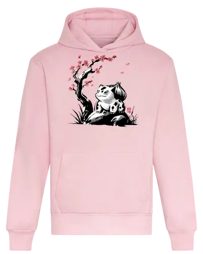 Grass-type sumi e - video games, gamer, gaming, sumi e, sakura, Starter, retro, cute, Pocket - Heavyweight Hoodie