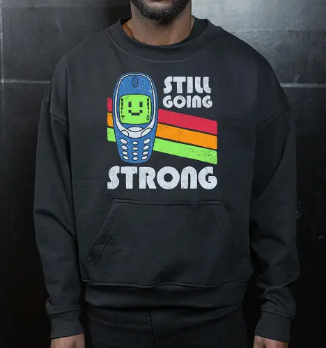 Still Going Strong - middle ages, nerd, nostalgia, old school, oldtimer, phone, retro, sarcasm, generation x, 90s, funny, funny quote, geek, gen x humor, humor - Cropped Sweatshirt