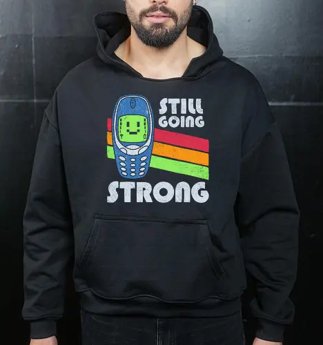 Still Going Strong - middle ages, nerd, nostalgia, old school, oldtimer, phone, retro, sarcasm, generation x, 90s, funny, funny quote, geek, gen x humor, humor - Cropped Hoodie