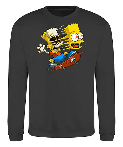 Freaky Gelber Skater Junge Horror - Underground Springfield Cartoon Kunst - gelber Junge Skate Horror, Cartoon Freaky Skater, gelbes Junge Skelett, Gesicht springt Schädel Cartoon, Skate Cartoon Horror, Zombie gelber Junge Skate, Geek Horror Skate Druck, dunkler Springfield Cartoon Skater, hervorquellende Augen Cartoon Horror, alternative Skate Kunst, Underground Cartoon Skater, urbaner Skate Geek Druck, Pop Art Horror Skate, Skater Junge Horror Charakter, Cartoon Skelett Skate - Sweatshirt