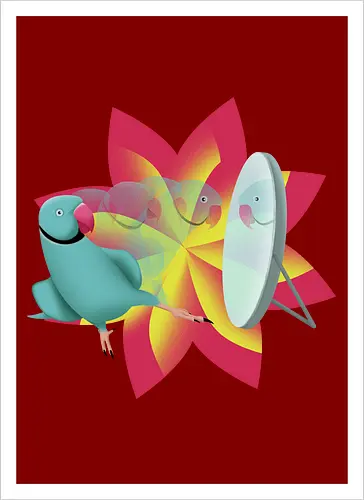 Schönling - Halsbandsittich, Papagei, Parrot, Sittich, Idian Ringeck, Birb, Pet, Haustier, Parakeet - Kunstdruck