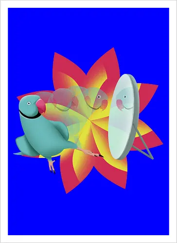 Schönling - Halsbandsittich, Papagei, Parrot, Sittich, Idian Ringeck, Birb, Pet, Haustier, Parakeet - Kunstdruck