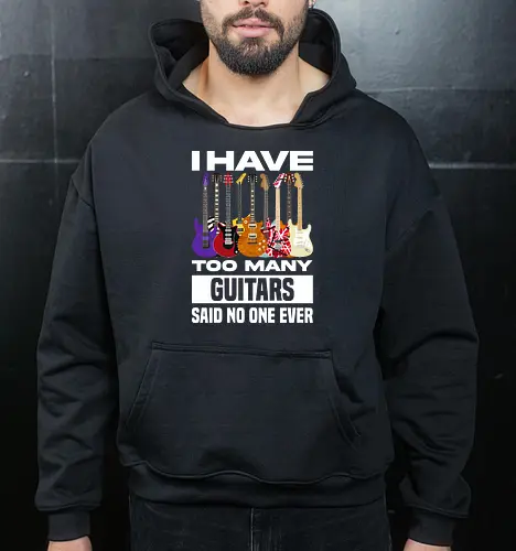 I Have Too Many Guitars Said No One Ever - electric guitar, band, funny quote, guitar, guitar player, guitarist, metal, music, music is life, music lover, music quotes, musical instrument, musician, rock, guitar lover - Cropped Hoodie